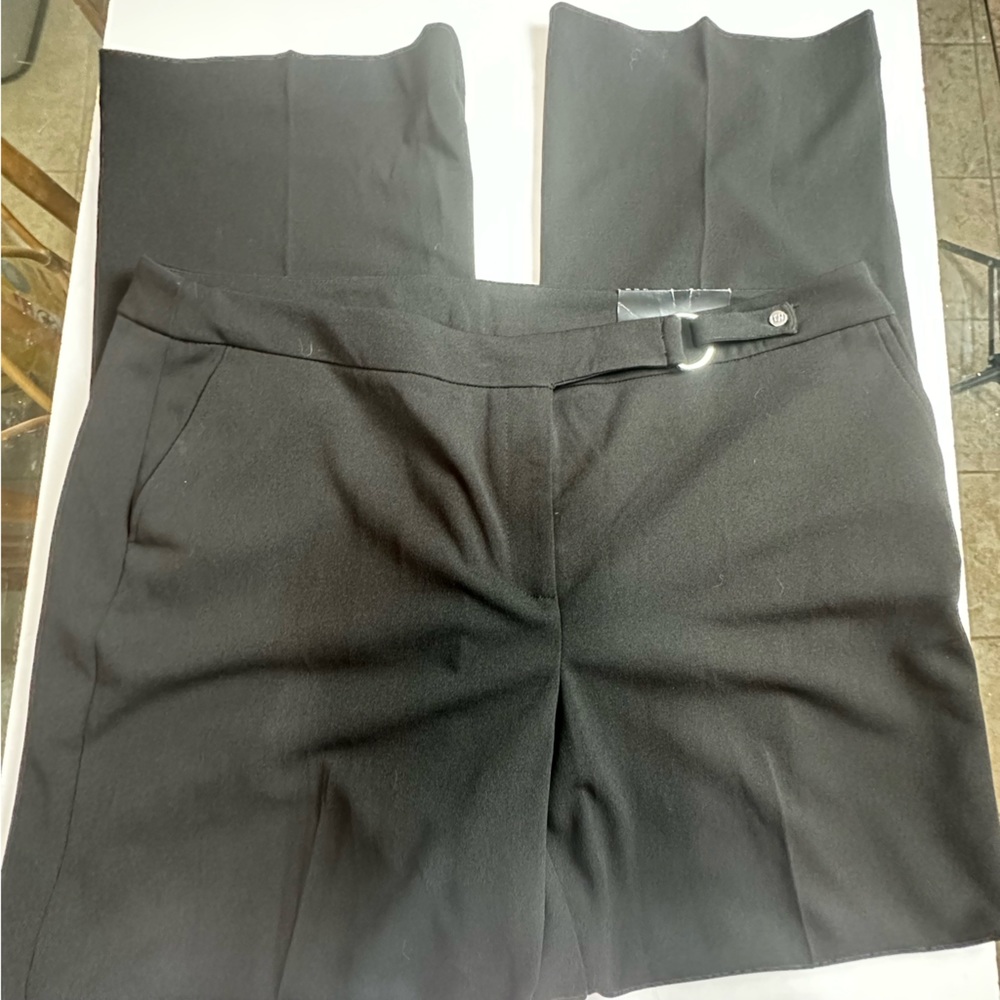Nine West Black Kick Flare Silver Medal Waist Detail Career Trousers NWT Size 16